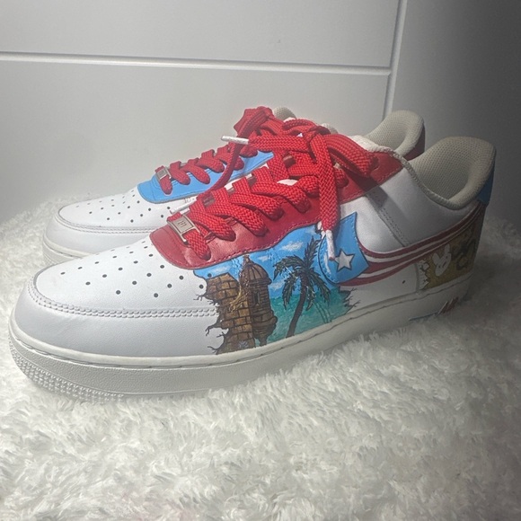 Nike Custom Air Force 1 '07  Puerto Rico Shoes - Picture 2 of 9